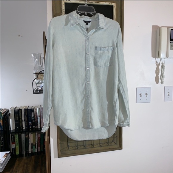 Joe’s Jeans Gray Meg Shirt Size Small Button Down Long Sleeve Cutout Top - Picture 6 of 8